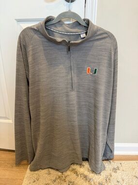 Tommy Bahama Men’s University Of Miami Quarter Zip Sweater Size 3X Gray